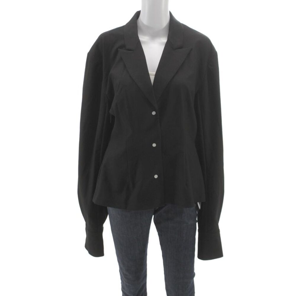 Elsa Womens Collared Black Blazer Long Sleeve Solid Size L